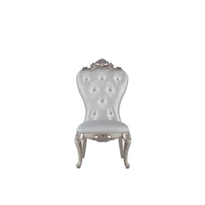 Gorsedd - Side Chair (Set of 2) - Cream Fabric & Antique White Bedding & Furniture DiscountersFurniture Store in Orlando, FL