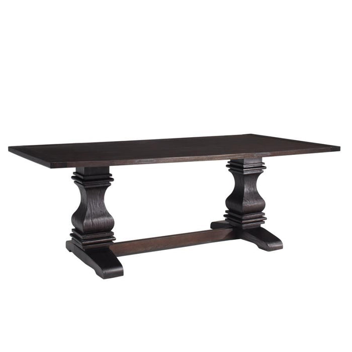 Parkins - Mesa de Comedor Doble Pedestal Rústica - Marrón