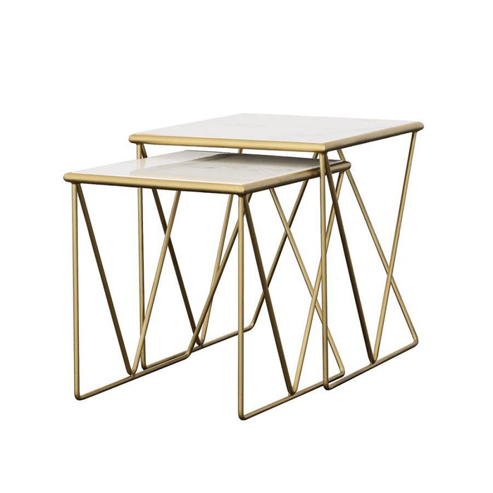 Bette - 2 Piece Nesting Table Set - White And Gold