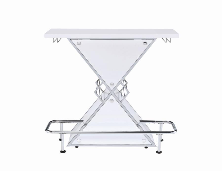 Atoka - Mueble bar en forma de X con almacenamiento para botellas de vino - Blanco