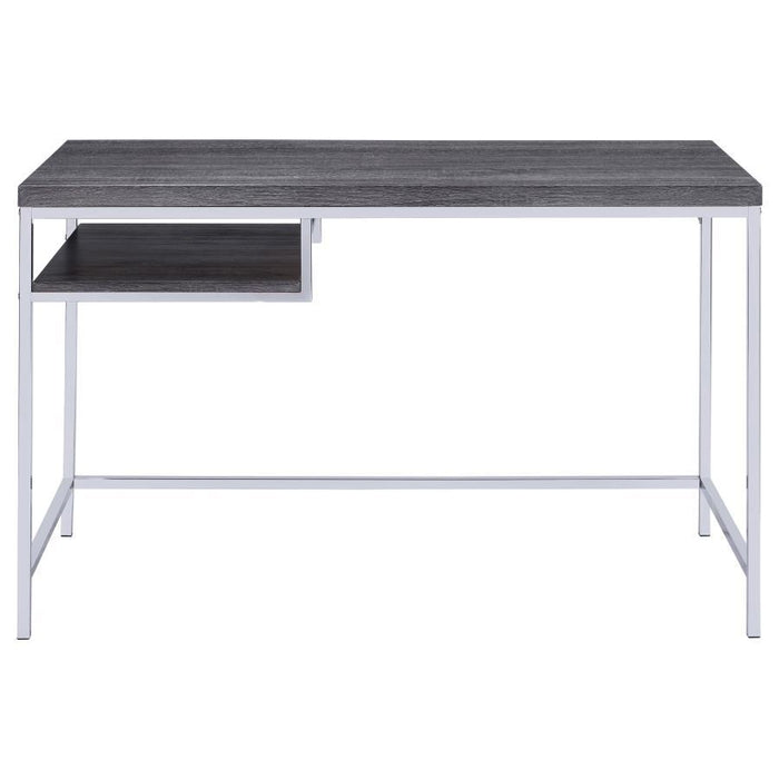 Kravitz - Rectangular Writing Desk - Weathered Gray And Chrome