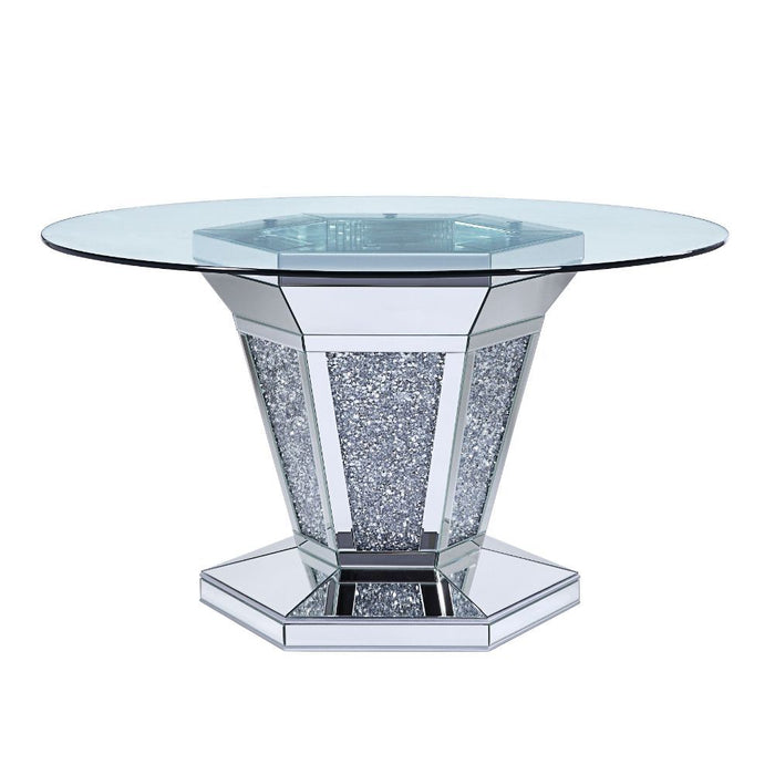 Noralie - Dining Table - Mirrored, Faux Diamonds & Clear Glass Bedding & Furniture DiscountersFurniture Store in Orlando, FL