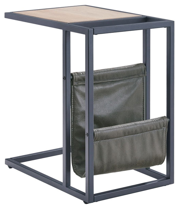 Freslowe - Marrón claro / Negro - Mesa auxiliar para silla con cesta para revistas