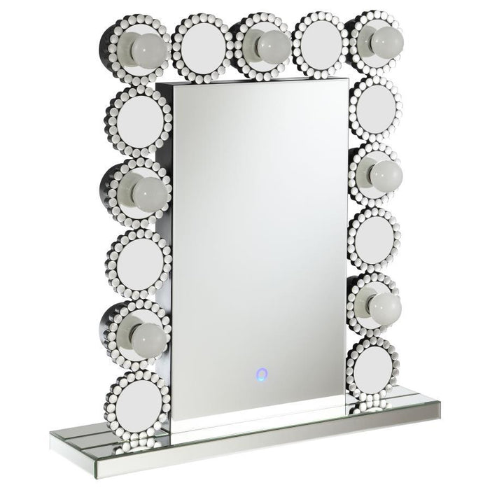 Aghes - Espelho realçado com 7 luzes LED - Prata pérola