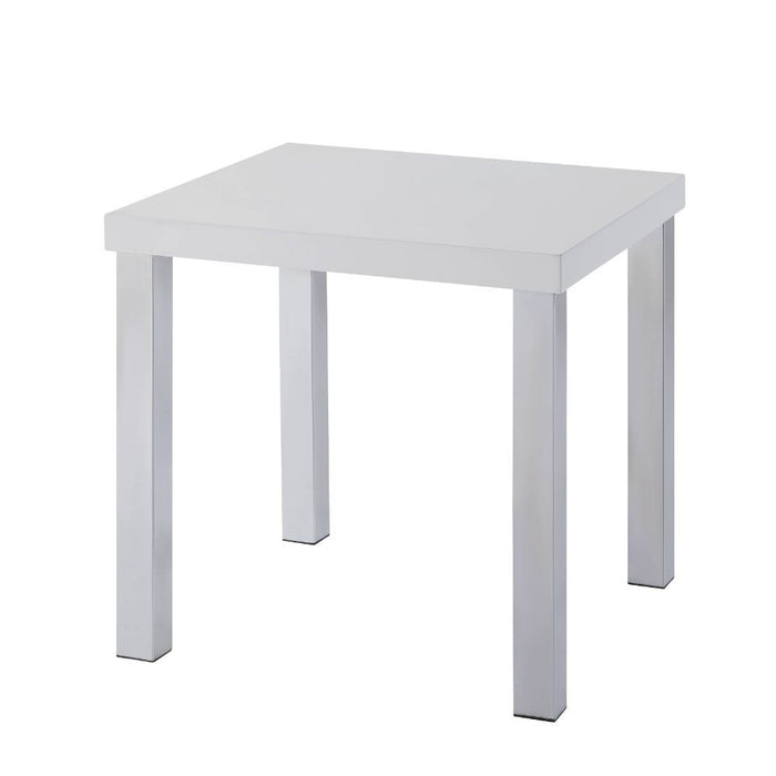 Harta - End Table - White High Gloss & Chrome