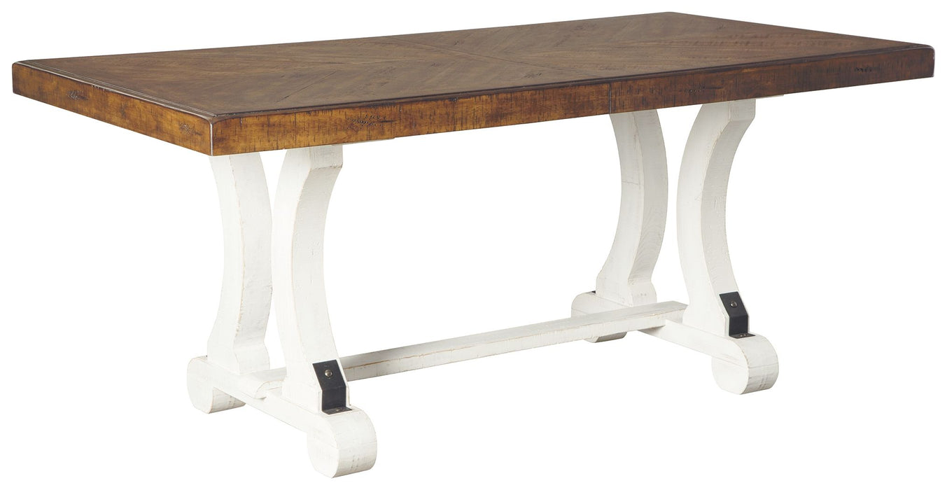 Valebeck - Blanco / Marrón - Mesa de Comedor Rectangular