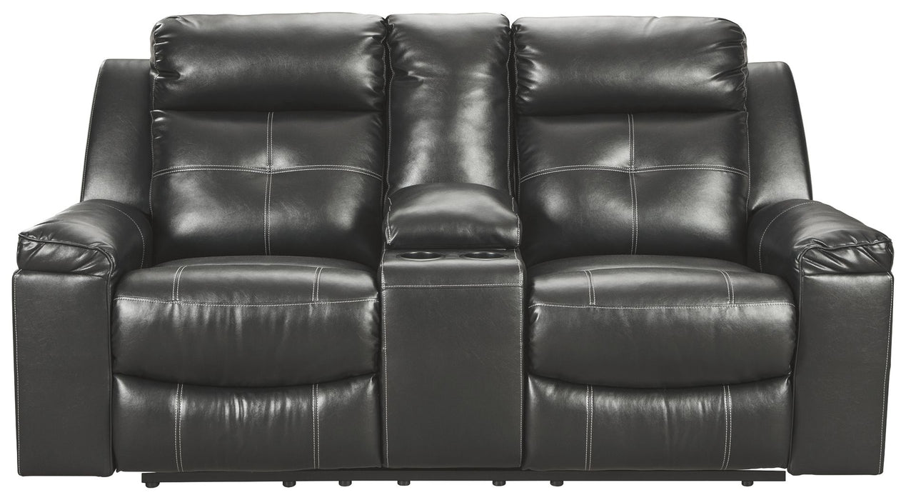 Kempten - Negro - Loveseat Dbl Rec con consola