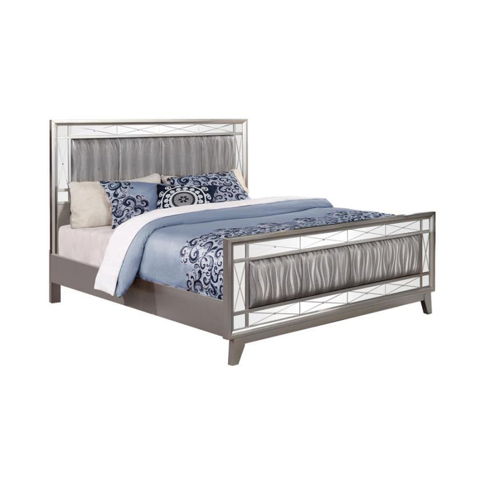Leighton - Panel Bed with Mirrored Accents Bedding & Furniture Discounters