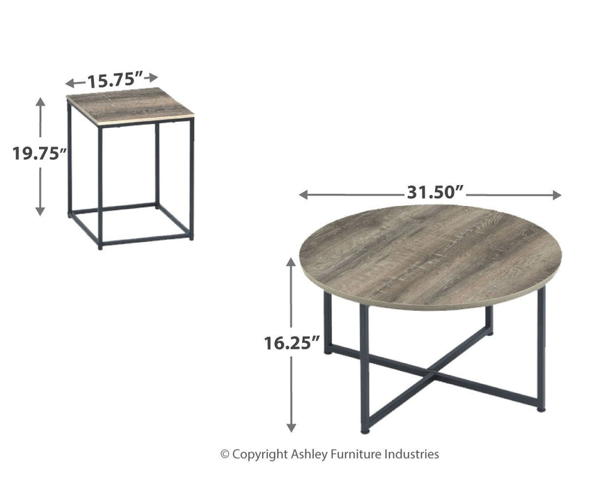 Wadeworth - Marrom / Bege - Conjunto de Mesa Ocasional (Conjunto de 3)