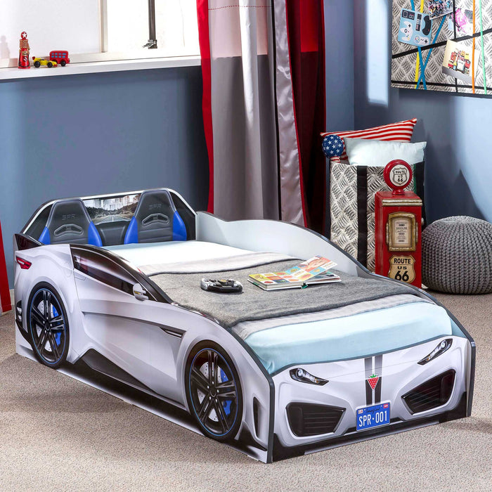 Spyder - Toddler Race Car Bed - White