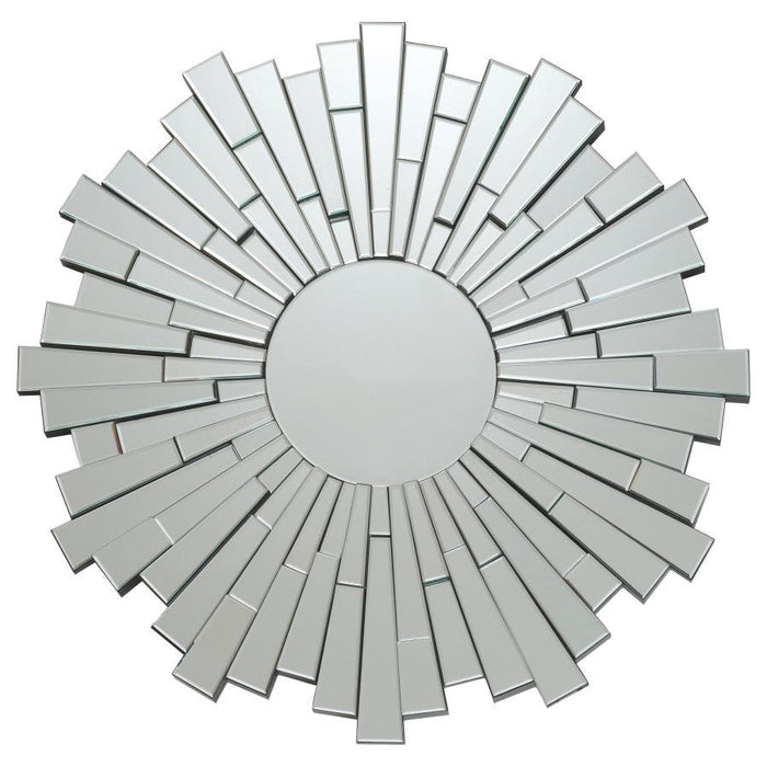 Danika - Espejo circular Sunburst Plata - Plata perla