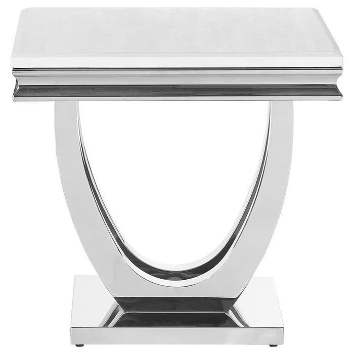 Kerwin - U-Base Square End Table - White And Chrome