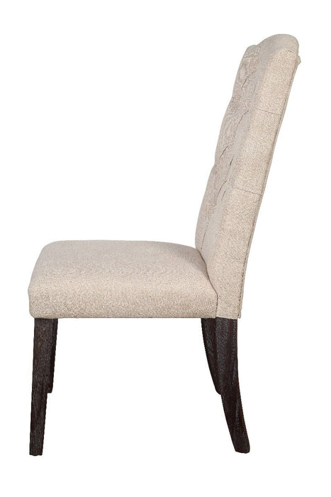 Gerardo - Side Chair (Set of 2) - Beige Linen & Weathered Espresso Bedding & Furniture DiscountersFurniture Store in Orlando, FL