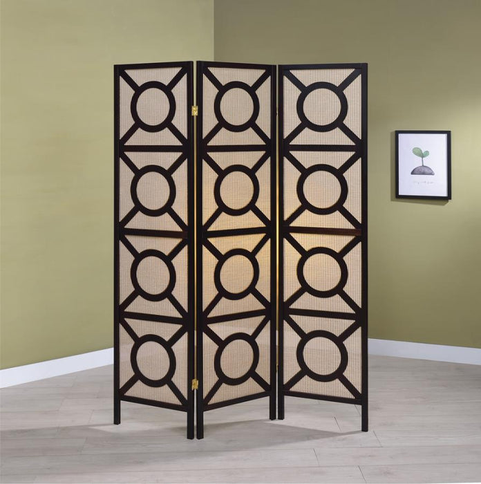 Vulcan - 3 Panel Room Divider Folding Shoji Screen - Cappuccino