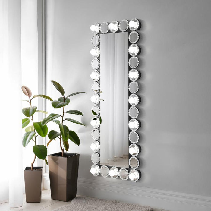 Aghes - Espelho acentuado com 16 luzes LED - Prata pérola