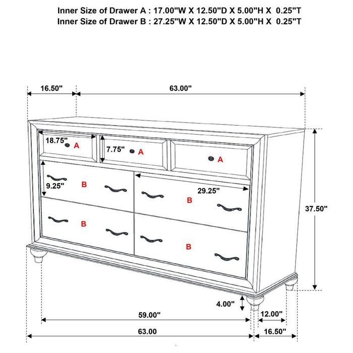 Barzini - 7-drawer Dresser Bedding & Furniture Discounters