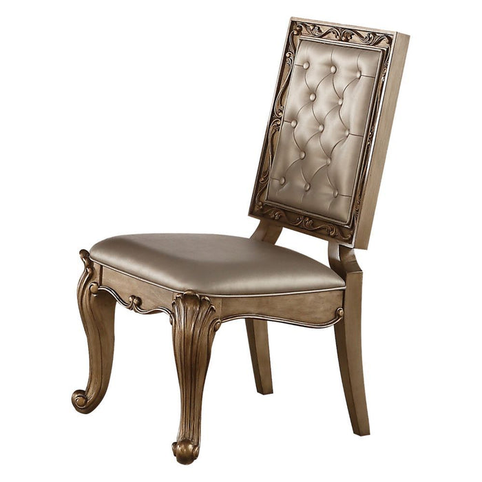 Orianne - Side Chair (Set of 2) - Champagne PU & Antique Gold Bedding & Furniture DiscountersFurniture Store in Orlando, FL