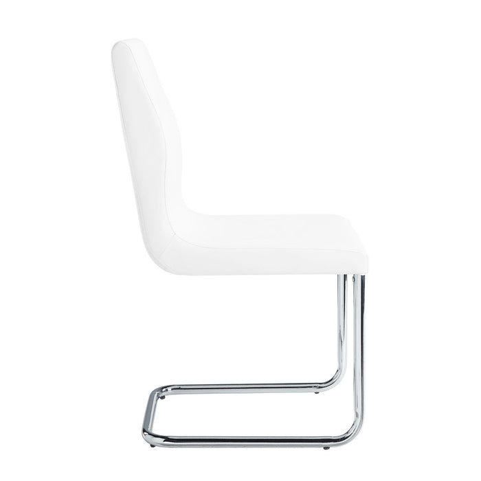 Palton - Side Chair (Set of 2) - White PU & Chrome Finish