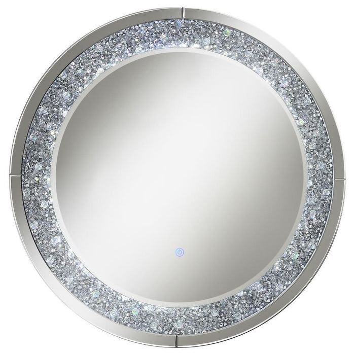 Lixue - Espejo De Pared Redondo Con Iluminación Led - Plata Perla