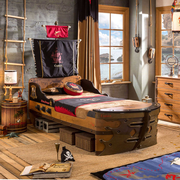 Pirate - Twin Ship Bed - Brown